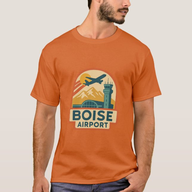 Boise Airport Retro med berg och Control Tow T Shirt (Framsida)