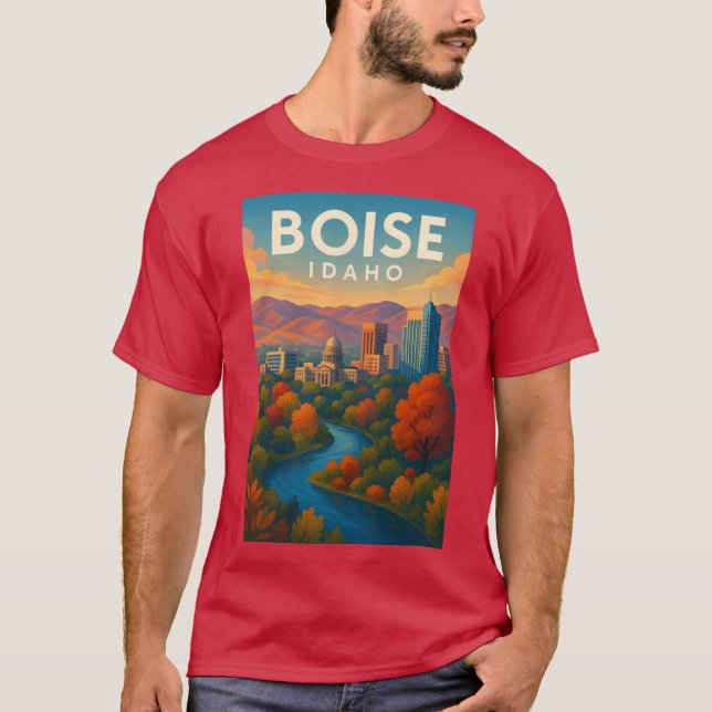 Boise Autumn River och Huvudstad Dome Oversized T Shirt (Framsida)