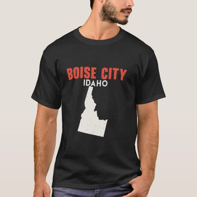 Boise City Idaho USA State America Travel Idahoan T Shirt (Framsida)