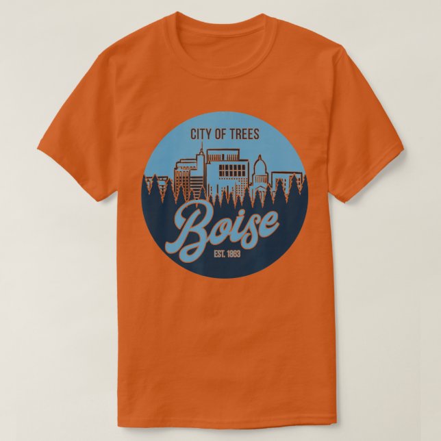 Boise City of Träd Idaho Skyline T Shirt (Design framsida)