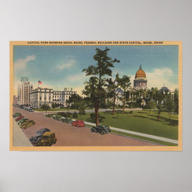 Boise, ID - View Capital Park & omringning Poster (Framsidan)