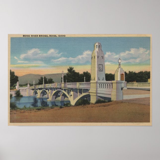Boise, ID - View of Boise River Bridge Poster (Framsidan)