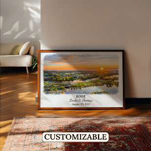 Boise Idaho Affisch, Akvarell, Anpassad Poster