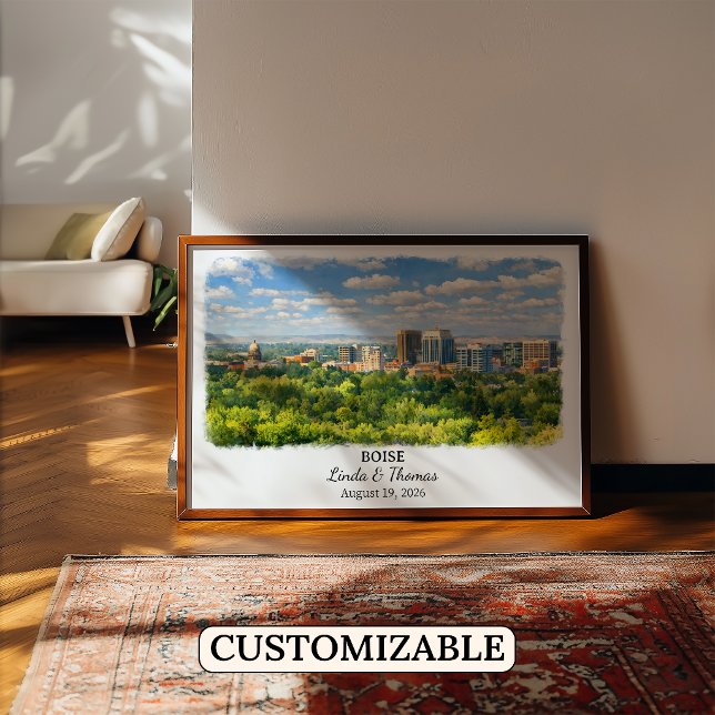 Boise Idaho Affisch, Akvarell, Anpassad Poster (Skapare uppladdad)