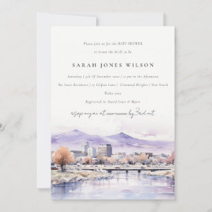 Boise, Idaho Akvarell Landskaps Baby Shower Inbjudningar