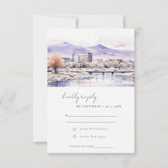 Boise, Idaho Akvarell Landskaps Bröllop OSA Kort (Framsida)