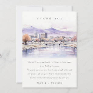 Boise, Idaho Akvarell Landskaps Bröllop Tack Kort