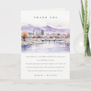 Boise, Idaho Akvarell Landskaps Bröllop Tack Kort