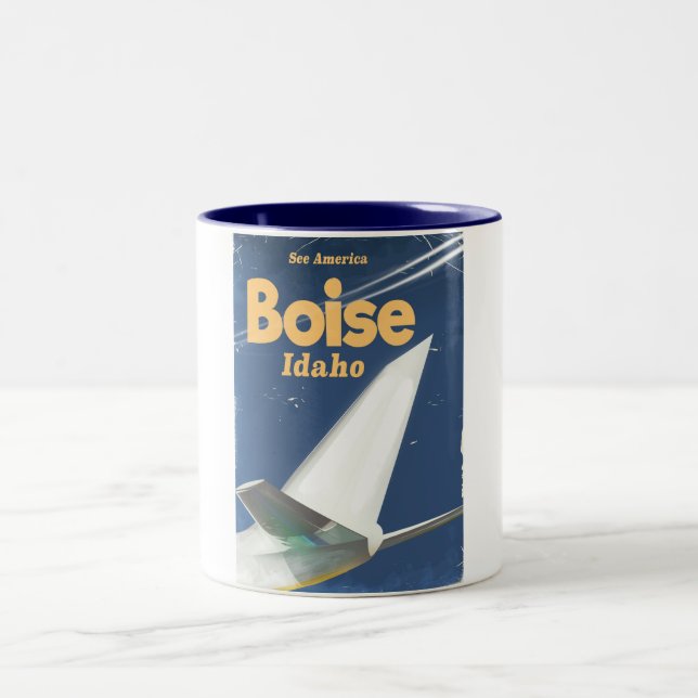 Boise Idaho flygplansaffisch Två-Tonad Mugg (Center)