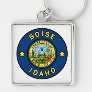 Boise Idaho Fyrkantig Silverfärgad Nyckelring