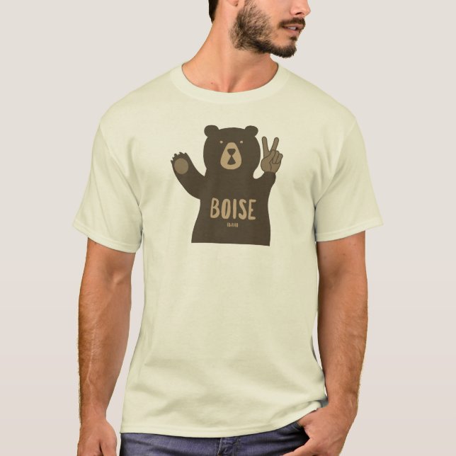 Boise Idaho Peace Bear T Shirt (Framsida)
