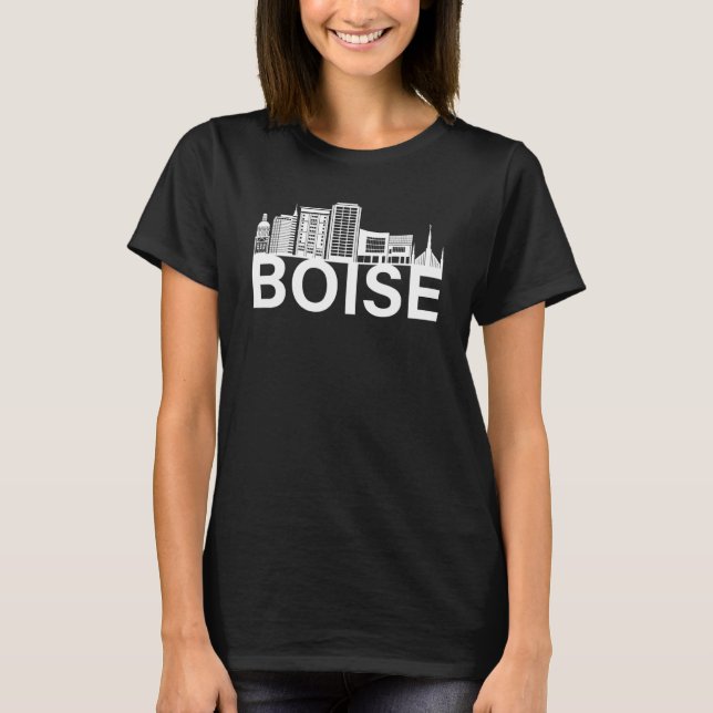 Boise Idaho USA City Skyline Silhouette Outline Sk T Shirt (Framsida)