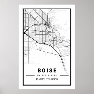 Boise Idaho USA City Travel City Karta Poster
