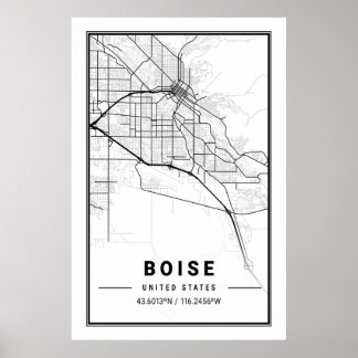 Boise Idaho USA City Travel City Karta Poster