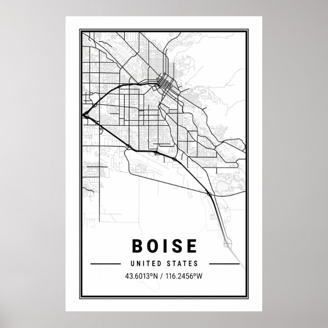 Boise Idaho USA City Travel City Karta Poster (Framsidan)