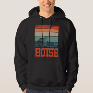 Boise Idaho USA Retro Vintage Solnedgång Silhuett Hoodie