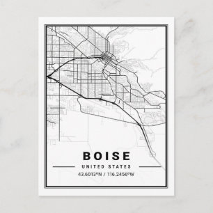 Boise Idaho USA Travel City Karta Poster Vykort