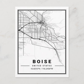 Boise Idaho USA Travel City Karta Poster Vykort