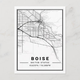 Boise Idaho USA Travel City Karta Poster Vykort