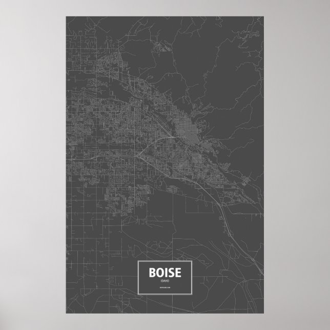 Boise, Idaho (vit på svart) Poster (Framsidan)