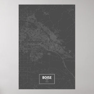 Boise, Idaho (vit på svart) Poster