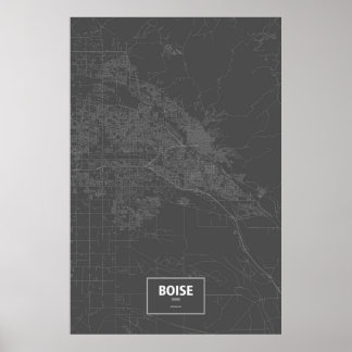 Boise, Idaho (vit på svart) Poster