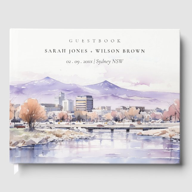 Boise, Idaho Watercolor Landscape Wedding Gästböcker (Framsida)