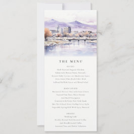 Boise, Idaho Watercolor Landscape Wedding Menu Inbjudningar