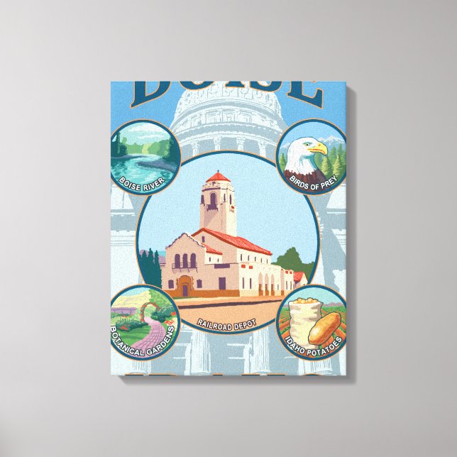 Boise, IdahoScenia Travel Poster Canvastryck (Framsida)