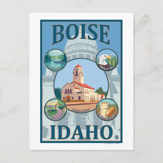 Boise, IdahoScenia Travel Poster Vykort (Framsida)
