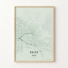 Boise Sage Map Tryck Poster Väggkonst Present