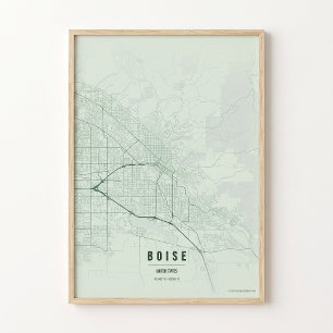 Boise Sage Map Tryck Poster Väggkonst Present