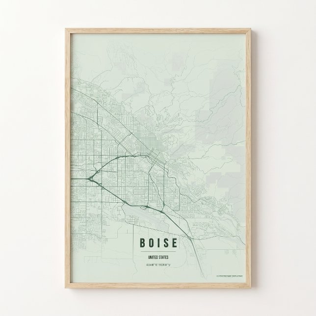 Boise Sage Map Tryck Poster Väggkonst Present (Skapare uppladdad)