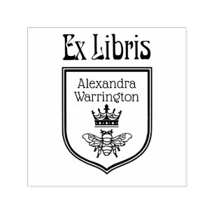 Böja med kronkron emblem Ex Libris Boknamn Självfärgande Stämpel