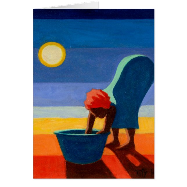 Böjande kvinna 2005 hälsningskort (Framsidan)