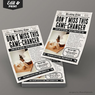 Böjare för nyhetsblad Retro Small Business Ads Reklamblad
