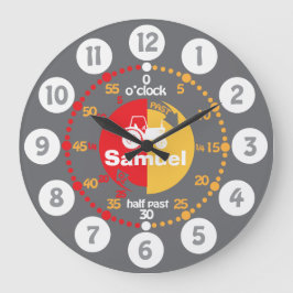 Bojarna lär sig att ange tid för grått-röd traktor stor klocka