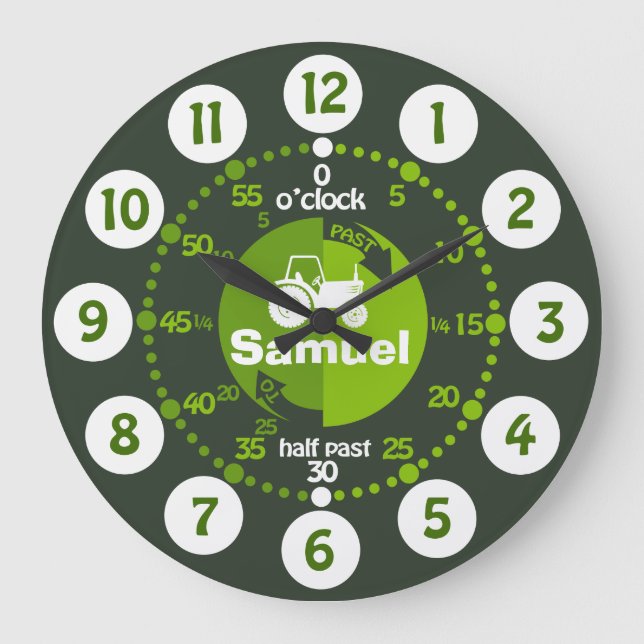 Bojarna lär sig att ange tid grönt traktorklocka stor klocka (Framsida)