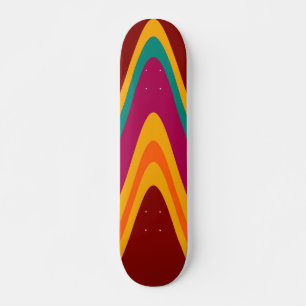 Böjd färgfull regnbåge Abstrakt Retro Art Deco Skateboard Bräda 19,5 Cm