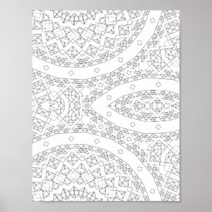 Böjd Geometrisk Mönster Målarbild Konst Poster
