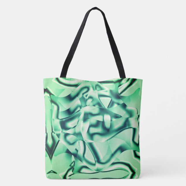Böjd gröna former av akryl, med mintnyanser tygkasse (Baksida)