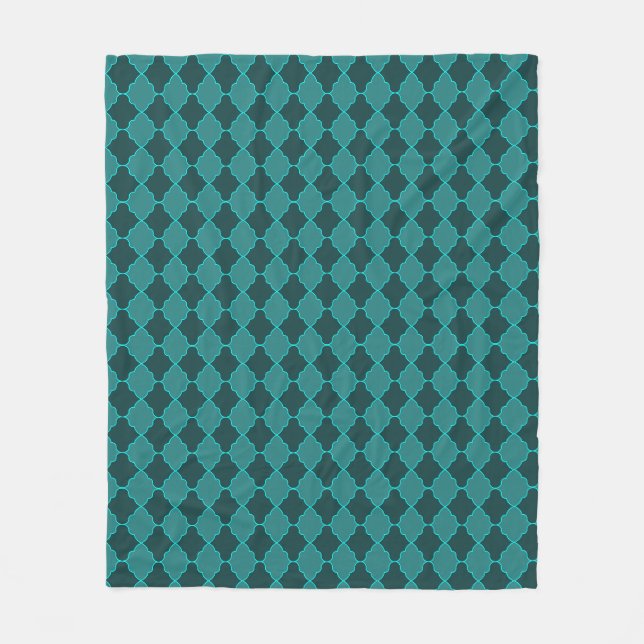 Böjd spadebågemönster i teal cyan grön fleecefilt (Framsidan)