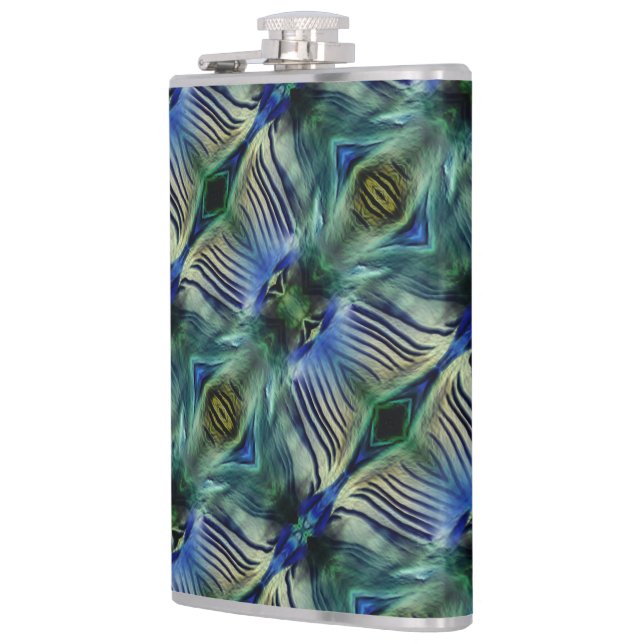 Böjd tvärgående rand i grönt och blå fickplunta (Vänster)