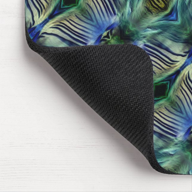 Böjd tvärgående rand i grönt och blå musmatta (Hörn)