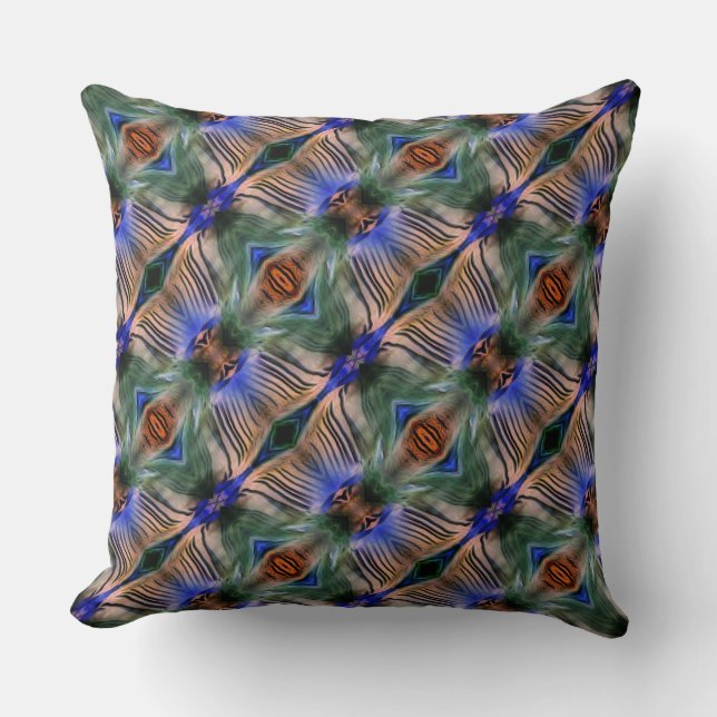 Böjd tvärgående rand i visad grönt till lax kudde (Framsida)