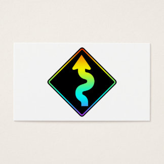 böjd väg framför gatuskylt visitkort