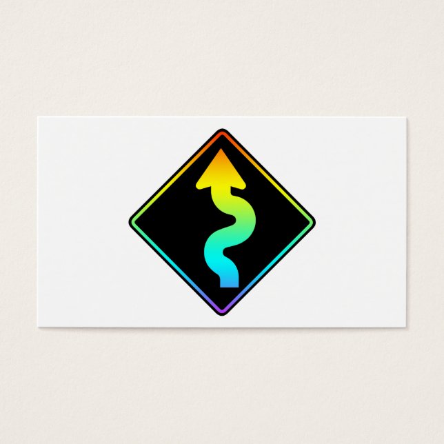 böjd väg framför gatuskylt visitkort (Framsidan)