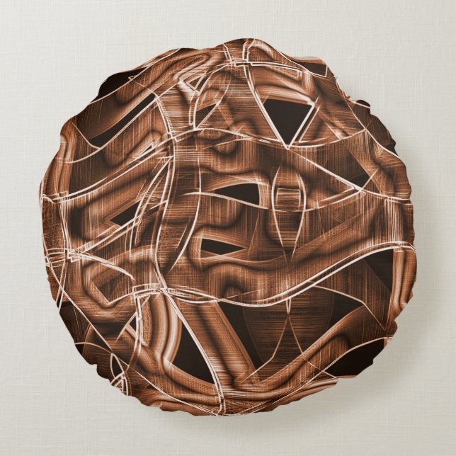 Böjda band, bruna urklipp med relief och överlappn rund kudde (Baksidan)