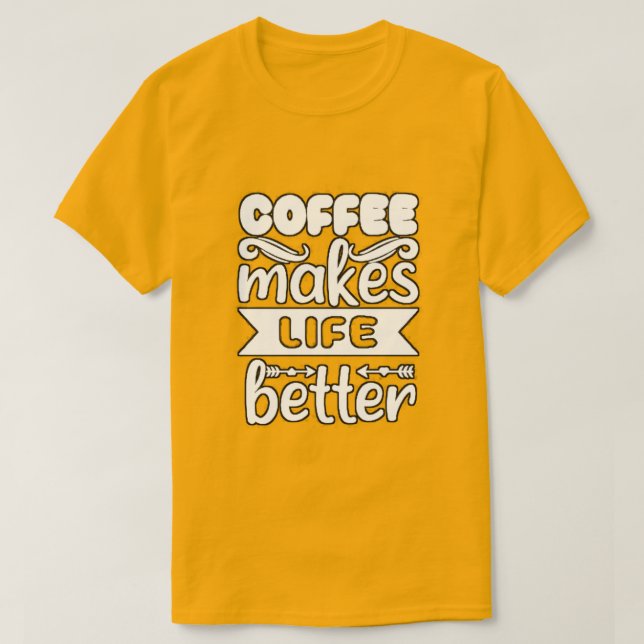 "Böjda bliss: Coffes Magic Touch on Life" T Shirt (Design framsida)