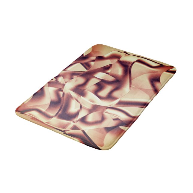 Böjda brunröda eller brinnande former, beige-ton badrumsmatta (Vinklad)